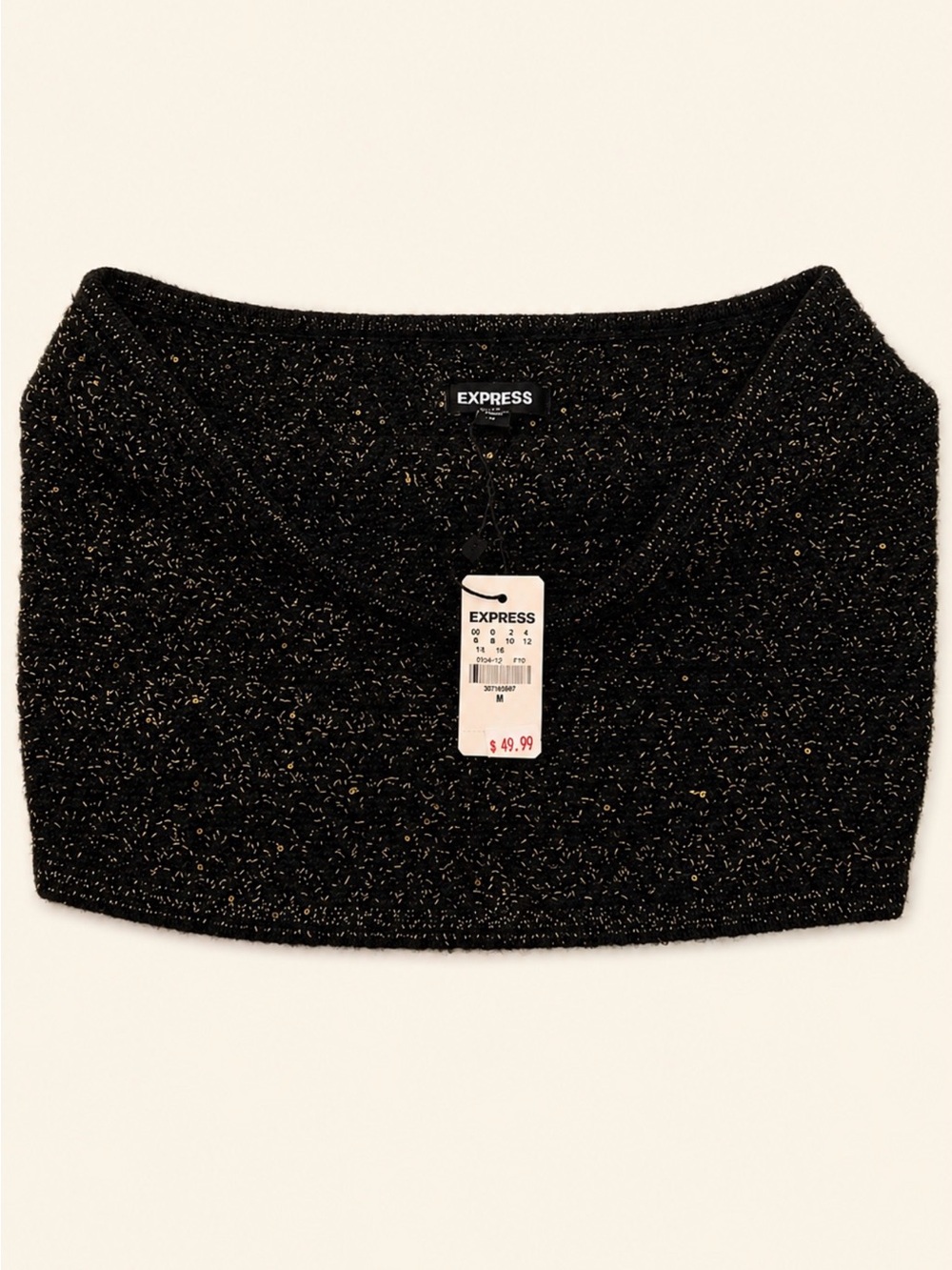 Express Black Sequin Ultra Soft High Quality Knit Crop Top Medium #party #date